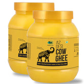 100% Pure A2 Desi Cow Ghee By Healthy Roots | Natural & Healthy Gir Cow Cultured Desi Ghee For Strength | 1 Litre (500ml * 2) 33.8 Ounce | Jar Pack